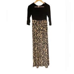 Pinkblush black and tan scoop neck 3/4 sleeve dress maternity Size S